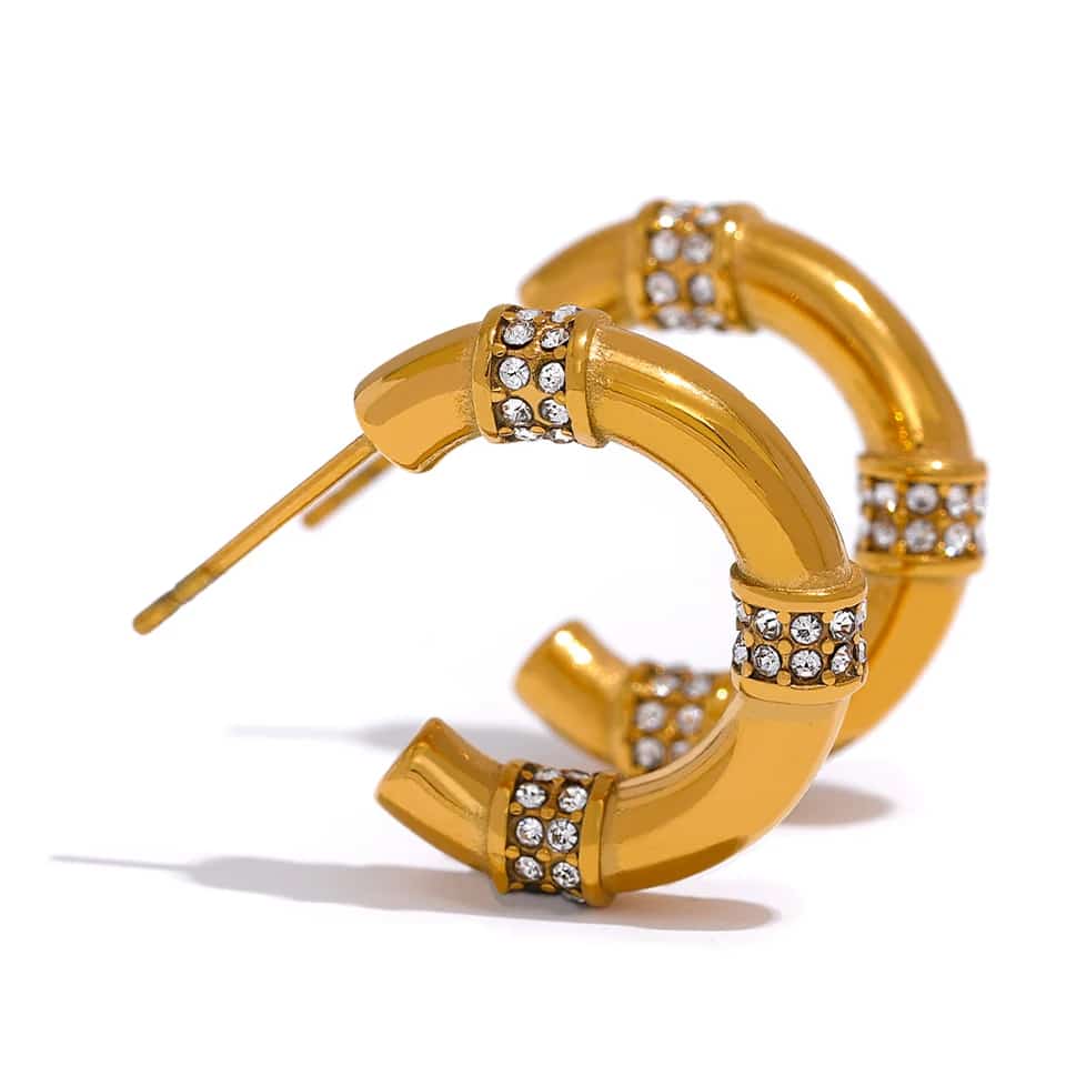 Moon Studded Hoops