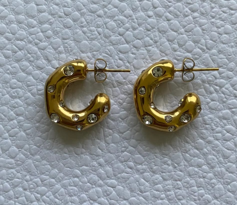 Moon Studded Hoops