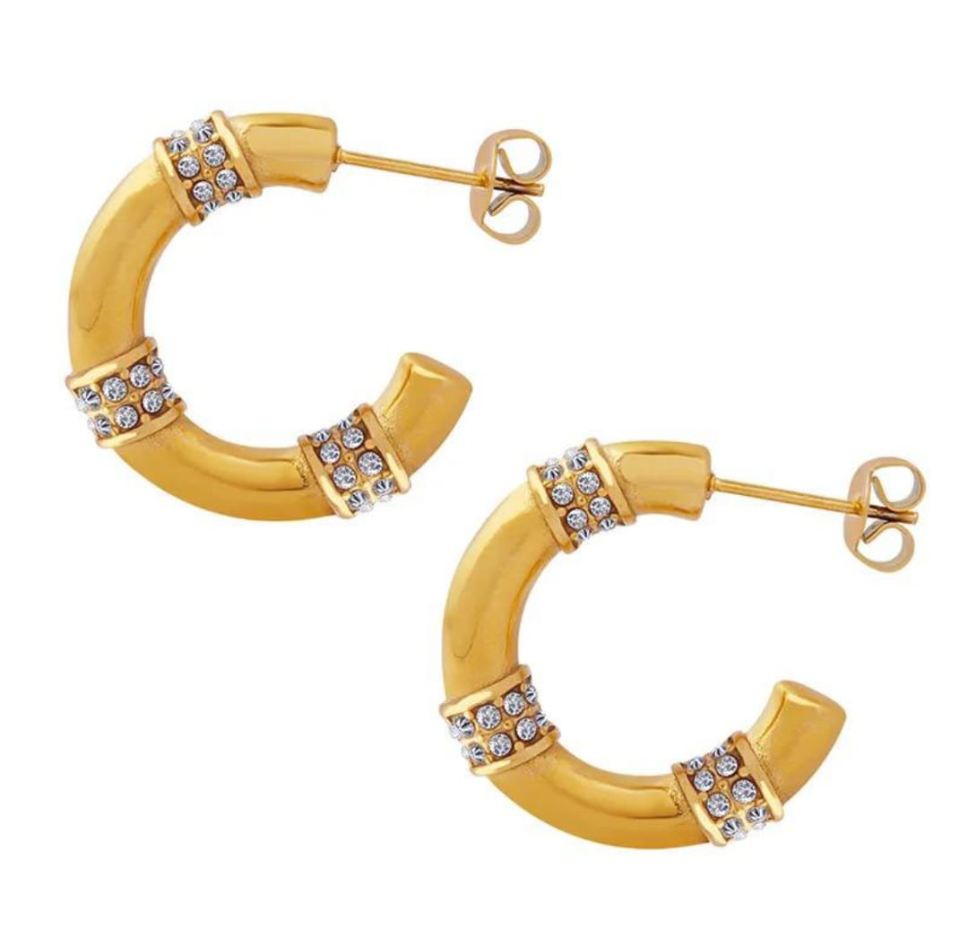 Moon Studded Hoops
