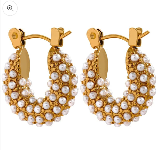 Mini Pearl Hoops
