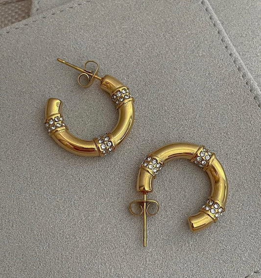 Moon Studded Hoops