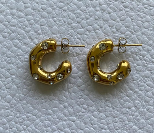 Moon Studded Hoops