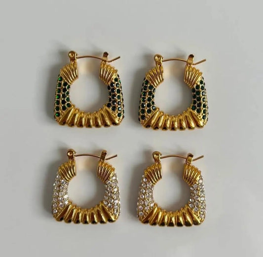 Square Studded Hoops