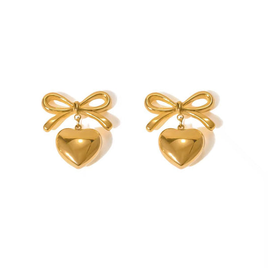 Heart bow earstuds