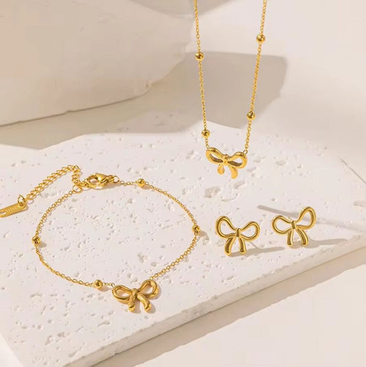 Golden Bow Jewelry Set